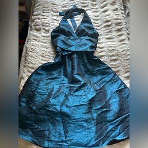 💓 AGBdress blue aqua halter tie dress flare prom party classy